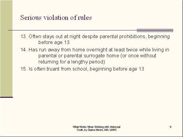 Serious Violation Conduct Disorder CEUs 